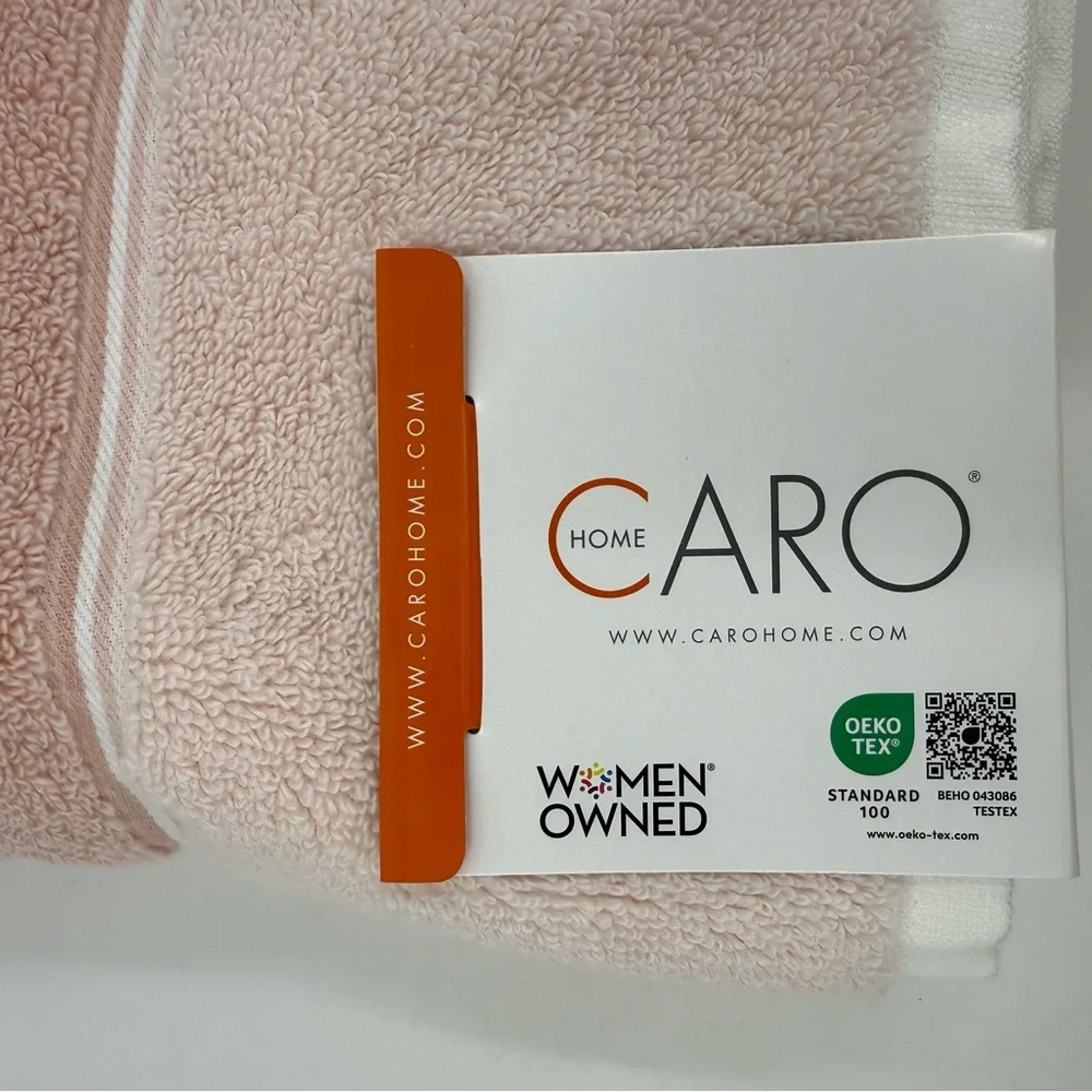 CARO Plush Bathroom Towel Bath  Velour Tri- Color Peach Variants 55”‎ X 30” NWT